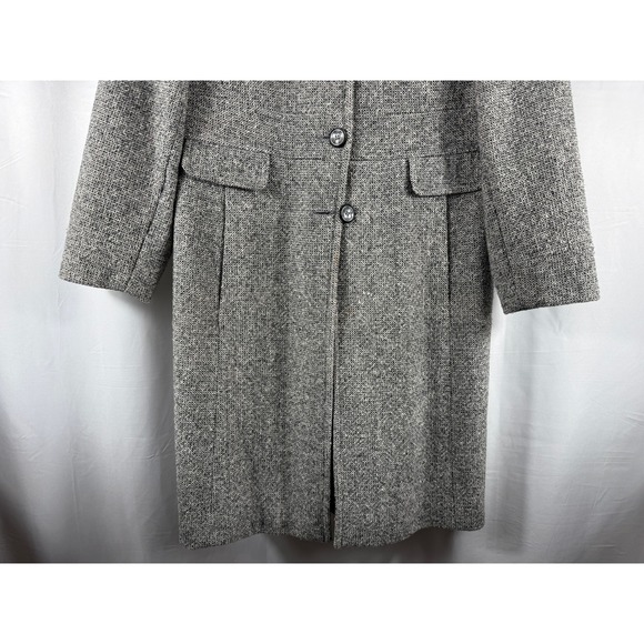 Worthington Women's Gray Tweed Wool Blend Button Front Knee Length Coat - Medium - Picture 5 of 10